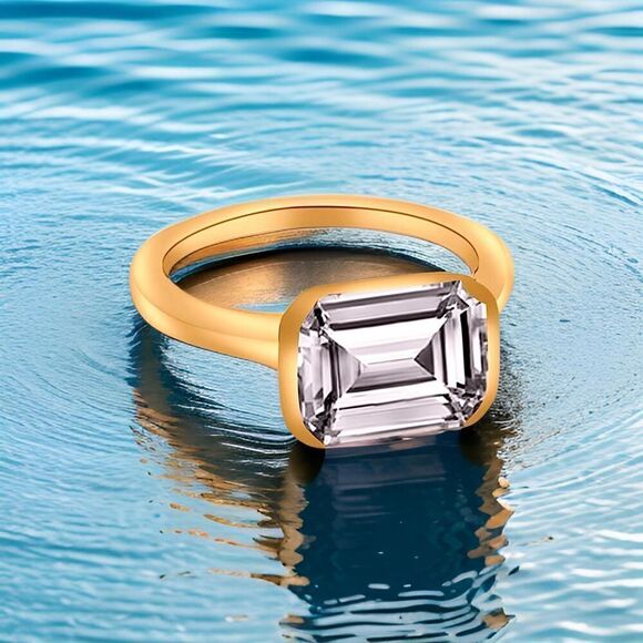 Natural Aquamarine Ring 6.5 14k Yellow Gold 2.94 TCW Certified $2,190 221346 - Picture 7 of 12